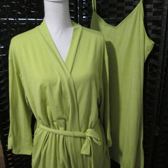 I.N.C. International Concepts 2-Pc Sparkle Robe & Chemise Set Lime Sparkle NWT - Picture 4 of 10